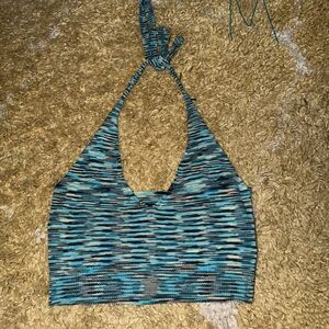 SHEIN Blue and Black Halter Top
